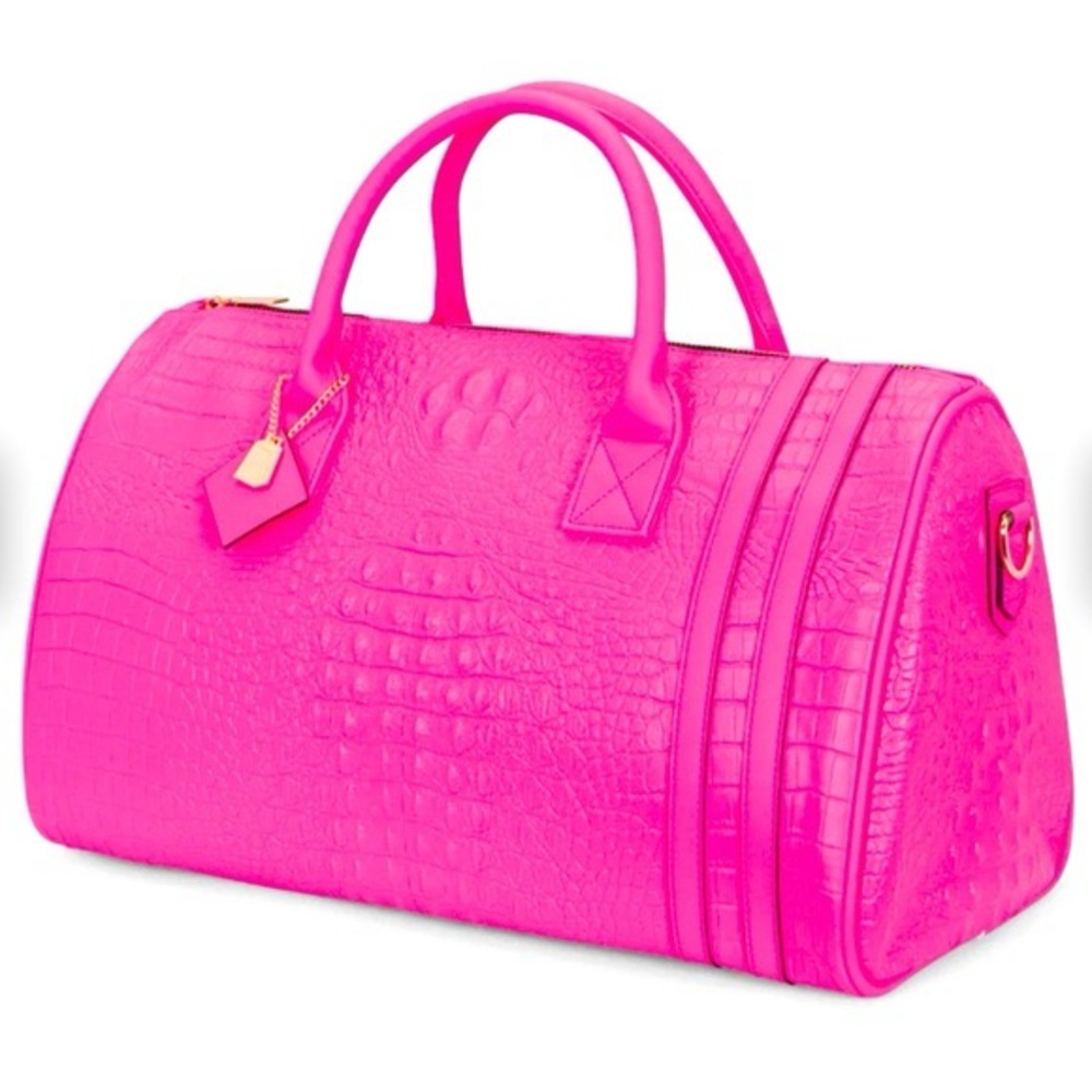 Tote & Carry Neon Pink XL Apollo 2 Crocodile Skin Duffle Travel Bag